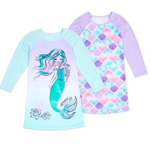 NWT Girls Super Soft Fleece Long Sleeve Nightgown, 2-Pack